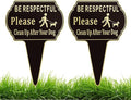 2 Pack Clean Up after Your Dog Signs Pick Up After Your dog sign 13.6"x9.6" with Integrated stake Double Side Printed- Be Respectful, No Dog Poop and Pee Stop Dogs from Pooping/Peeing On Your Lawn/Garden