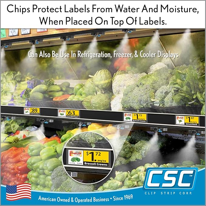 Price Data Channel Label Holder Chips, Clear Plastic Tags, 2.25" L x 1.25" H, 10 Mil Thick, Gondola Shelf Edge, Reusable, Made for Point of Purchase Shelf Molding by Clip Strip Corp.