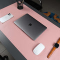 TORONATA Jersey Genuine Calfskin Leather Desk Pad, Office Desk Mat with Non-Slip Bottom, Smooth Surface for Mouse & Keyboard, Desk Protector (14.6x31.5 inches) (Pink)