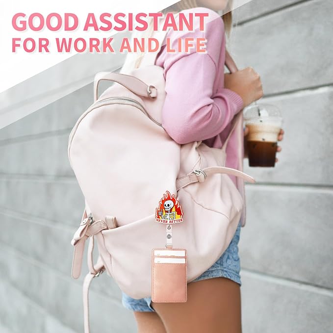 Aoryalps Never Better Retractable Badge Reel Holder Retractable with ID Clip for Nurse Nursing Name Tag Card Nursing Student Teacher Doctor Medical Assistant Work Office Clip-Gifts for Nurse