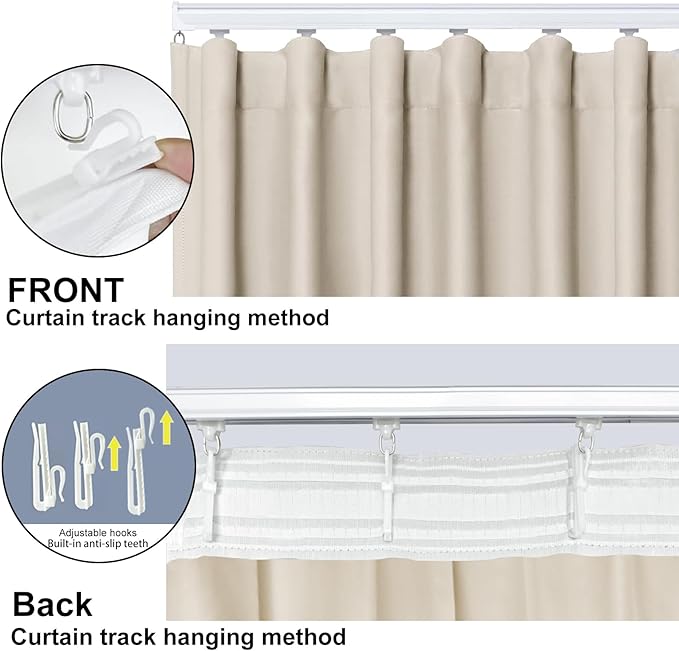 Cbsroro Room Divider Blackout Curtain Track Curtains Wall Dividers Panels Screen for Living Rooms Bedroom Office Privacy Partition Separation, W180 × L84 Inch,1 Panel, Beige
