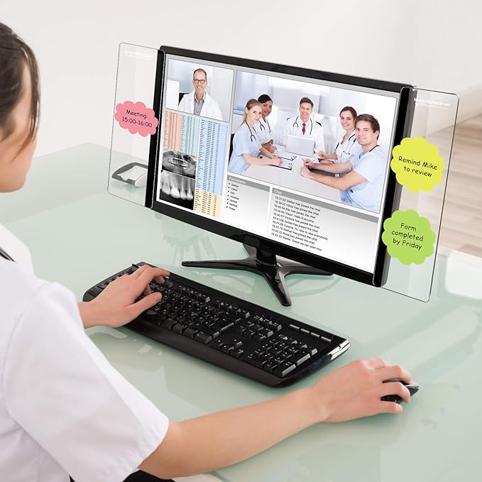 Zonon 2 Pieces Computer Monitor Notes Screen Monitor Memo Board Sticky Note Holder Message Board Computer Side Panel for Office Home Desktop Left and Right