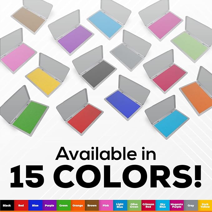 Metal Case Stamp Pad Large Size, Gray Color - Size: 3" x 6" - Choose from 15 Ink Colors