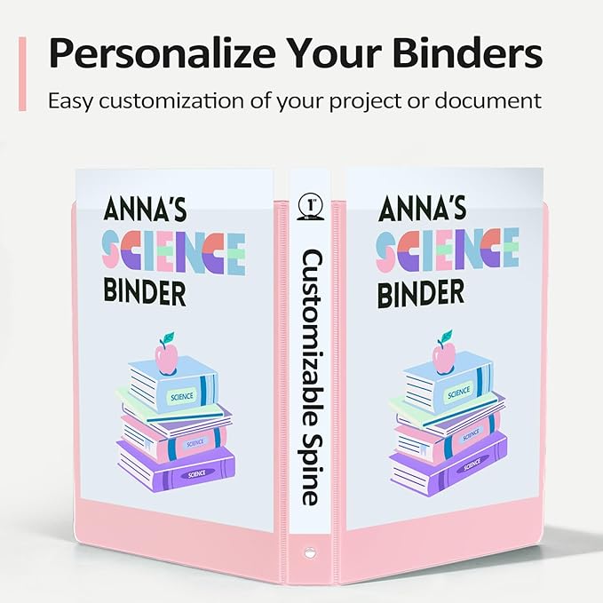 BinderX Extra Durable 1.5 Ring Binder, Round Ring 1.5 Inch Binders, Fits 325 Sheets of 8.5x11 Paper, Customizable View Cover with Inside Pockets, Cute 1.5" Binder, School Supplies for Girls, Blue