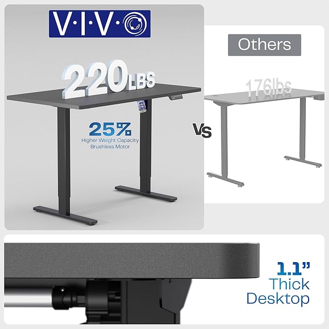 VIVO Electric 60 x 24 in Standing Desk, Memory Height Adjustment, 1B Series, Holds 220 lbs, One-Piece Dark Gray Top, Gray Frame, DESK-KIT-1G6G