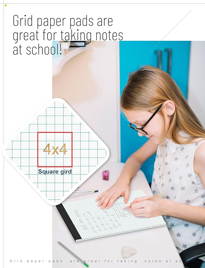Zaviko Graph Paper Notebook 8.5 x 11, 36 Pack Grid Paper Notebook, 8-1/2" x 11" Graph Paper Pad, 4" x 4" Graph Ruled Drafting Paper, White 70 GSM Quad Ruled Blueprint Paper, 30 Sheets Note Pads