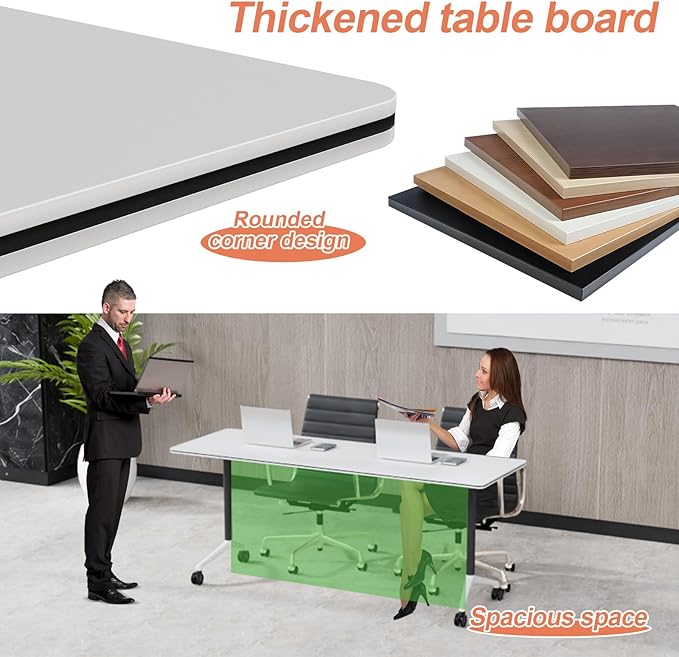Conference Table Flip Top Mobile Conference Room Tables,Folding Conference Table with Wheels,Large Meeting Training Seminar Table Saving Space for Office Classroom(4A,47.2'')