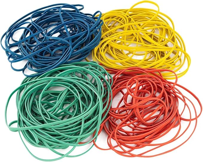 Bilinny Large Heavy Duty Rubber Bands - 7x1/8", 1 Lb. (Approx. 240) Assorted Colored Rubber Bands, Made in USA