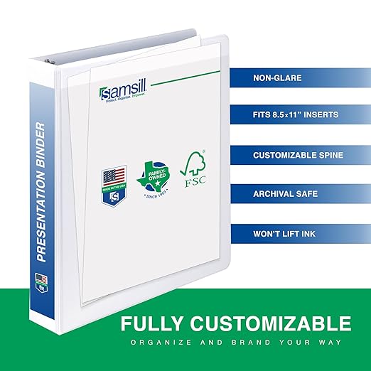 Samsill 1 Inch 3 Ring Binders, Made in USA, Economy Round Ring with Clear View Cover, 200 Sheet Capacity, White, Pallet of 864 Binders in 36 Cartons