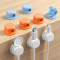 9 Pack Cord Organizer, Spring Cable Management, Adhesive Cute Cable Holder Clips, Phone Charger Wire Keeper for Desk Nightstand Car Office (9-Pack White_Orange_Blue)