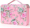 Vomgomfom Colored Pencil Case - 200 Slot Pencil Holder with Zipper Closure, Twill Fabric Large Capacity Pencil Case for Watercolor Pens or Markers, Artist Organizer (Pink Rose)