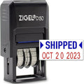 ZIGEL D50 Date Stamp with Phrase - Self Inking Date Stamp - Black (Blue/Red, Shipped)