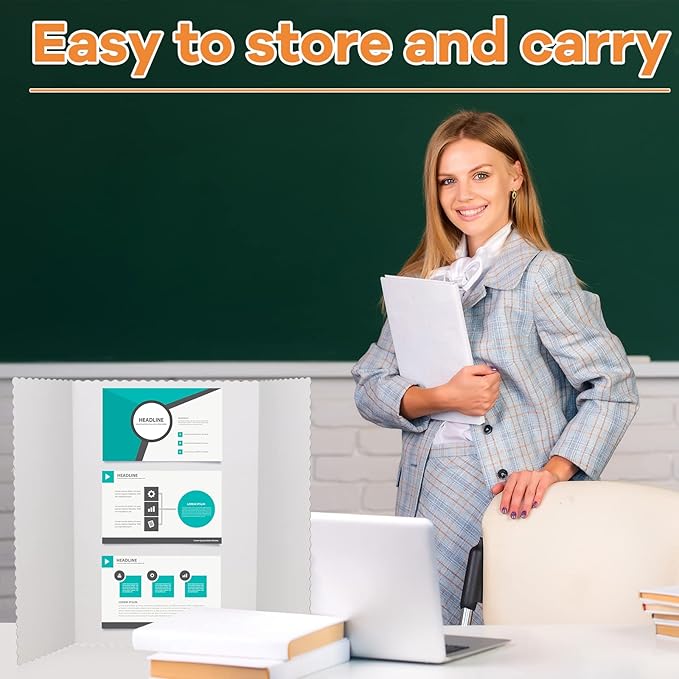 Ctosree 36 Pcs 14 * 22 Inch Tri Fold Poster Board Bulk, Science Fair Project Display Paperboard, Single Wall, Lightweight Presentation Board (White)