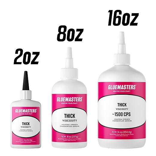 Professional Grade Cyanoacrylate (CA) Super Glue by GLUE MASTERS - Extra Large 8 OZ (226-gram) Bottle with Protective Cap - Thick Viscosity Adhesive for Plastic, Wood & DIY Crafts