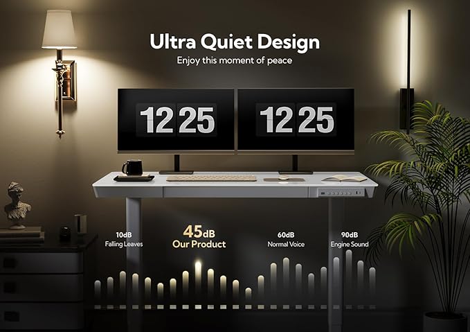 Claiks Glass Standing Desk with Drawers, 55 Inch Adjustable Stand Up Desk, Quick Install Home Office Computer Desk with USB Ports, White