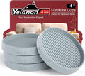 Yelanon Furniture Coasters - 4 Pcs 4”Round Furniture Caster Cups - Non Slip Pads Hardwood Floors Non Skid Grippers Rubber Furniture Feet - Anti Slide Floor Protector for Bed Couch Stoppers Gray