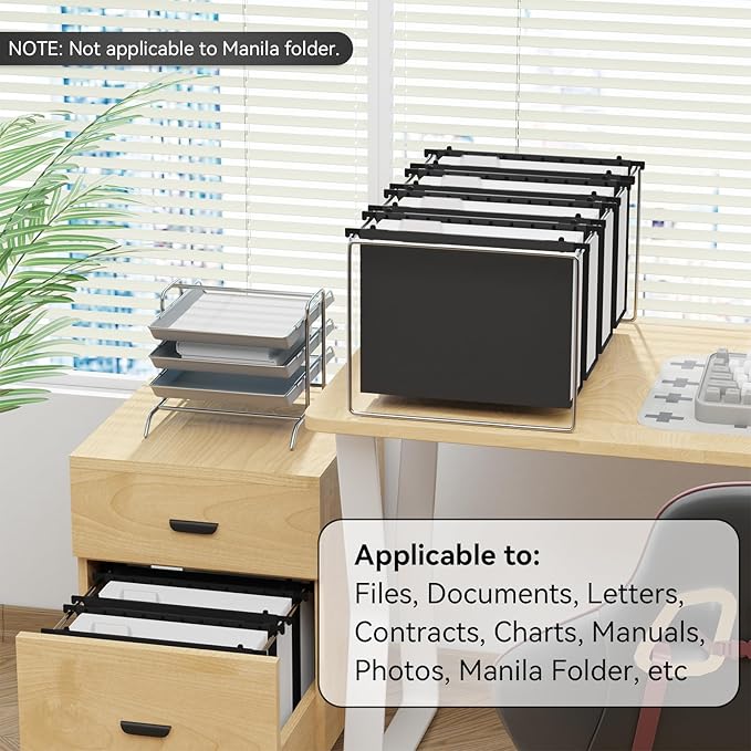 ANSOOK Extra Capacity Hanging File Folders Letter Size, 3 Inch Reinforce Expanding File Folder,12 Pack Plastic File Cabniet Folders,Hanging File Frame Organizer,File Folder Hanging with Tabs