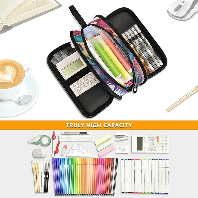 BOENLE Custom Watercolor Dragon Pencil Case Box Boys Girls Personalized Name Large Pencil Pouch Stationery Pen Bag Organizer for Kids Adults School Office