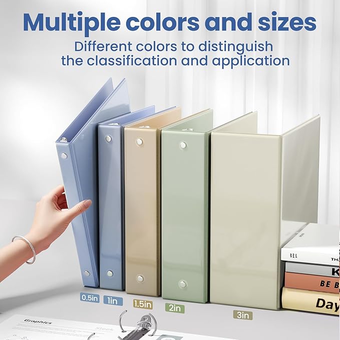 SUNEE 3 Ring Binder 3 Inch 1 Pack, Clear View Binder Three Ring PVC-Free (Fit 8.5x11 Inches) for School or Office Supplies, Haze Blue