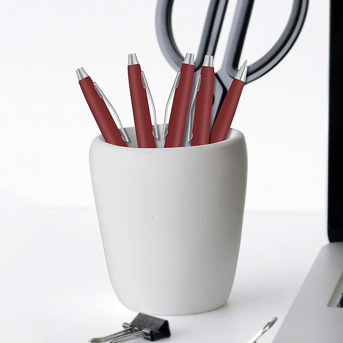 DISCOUNT PROMOS Custom Langham Ballpoint Pens Set of 10, Personalized Bulk Pack - Black Ink, Great for Office, School, Business, Tradeshows - Burgundy