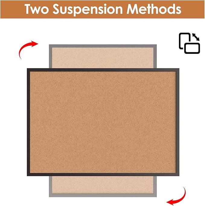Board2by 2-Pack Cork Board Bulletin Board 18“ x 24”, Black Wood Framed Corkboard, Office Board for Wall Cork, Large Wall Mounted Notice Pin Board with 32 Push Pins for School, Home & Office