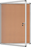 Mifuro 38"x28" Enclosed Bulletin Board, Lockable Weather-Resistant Aluminum Cork Noticeboard for School & Office, Silver Frame w/Cork