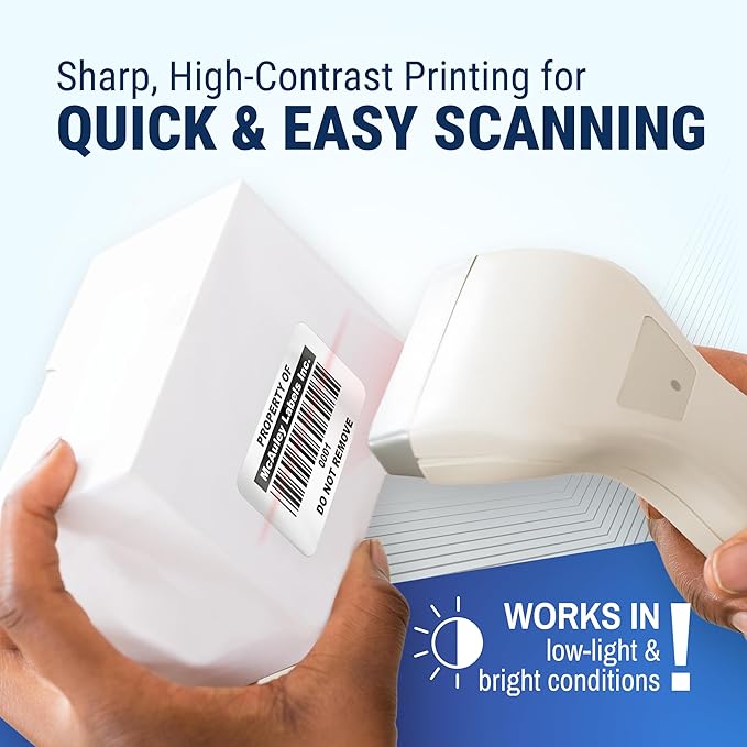 McAuley Labels Custom Asset Tags for Equipment – Numbered, Permanent, Adhesive, Metalized Silver Polyester - Barcode Label - 2x1 Inches
