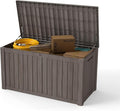Yardgrace 180 Gallon Outdoor Storage Box Waterproof, Resin Deck Boxes with Lockable Lid & UV-Resistant for Patio, Pool, Garden Furniture Cushions & Accessories, Coffee