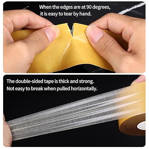 KAIYUER Thin Double Sided Tape Heavy Duty, 1.4" x 66 FT,Double Sided Fabric Tape for Crafts, Walls,Super Sticky Resistente Clear 2 Sided Tape,Easy Use Mounting Tape