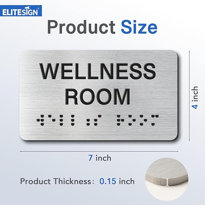 Storage Room Signs with Raised Text & Grade 2 Braille, Brushed Aluminum/Silver Finish Easy Install with Double-Sided Tape, ADA Compliant Storage Room Door Sign for Businesses & Offices