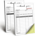 12 Pack Thank You Receipt Book, 3.4x5.5" Handheld 2-Part Carbonless Sales Invoice Book, Invoice Pad with Cardboard for Small Boutique Business, (50 Sets)