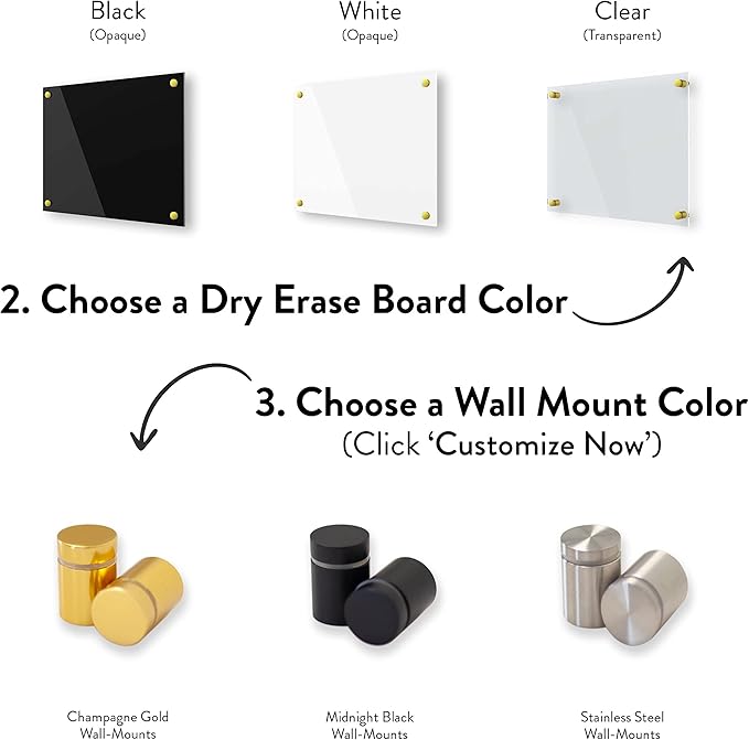 Acrylic Dry Erase Board for Wall with Stylish Border - Shipped Next Day, Made in USA, Non-Magnetic Whiteboard, Wall Mounted Board, Easy to Clean (Black - 30x36)