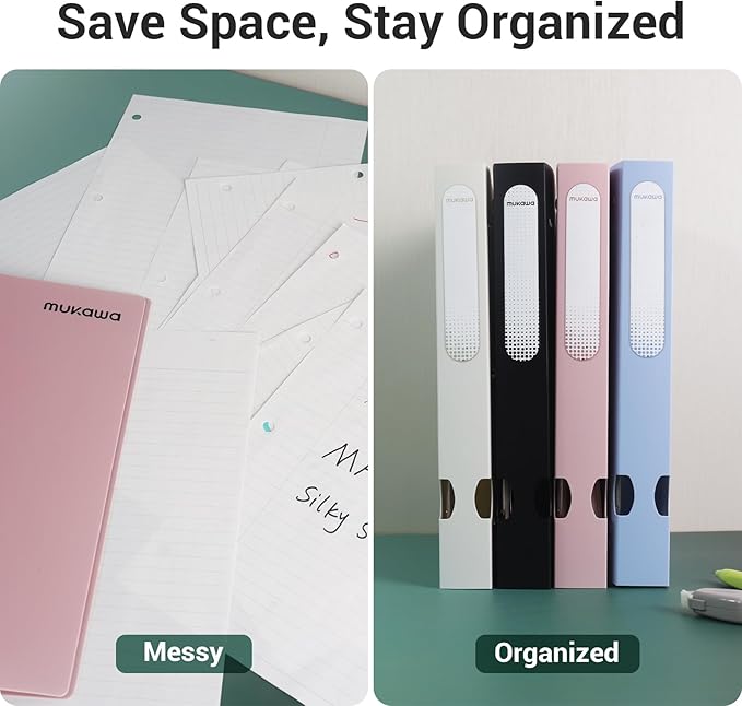 MUKAWA 1 Inch 3 Ring Binder, D-Ring Binder Holds 250 Sheets, PP Cover with Writable Spine Label, Lay-Flat Design, Letter Size 8.5x11, Lightweight for School, Office & Home Organization, 1 Pack, Beige