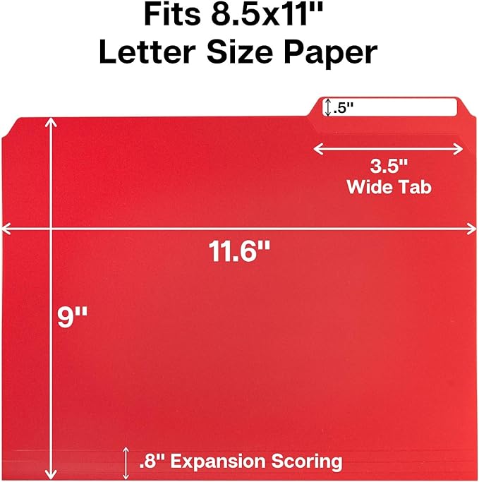 Dunwell Plastic Colored File Folders (12 Pack), 1/3 Tab Filing Folders for 8.5x11 Letter Size Documents, Assorted Colors, Acid-Free Poly, Includes Labels