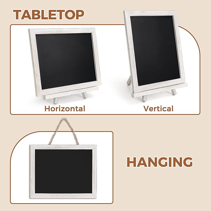 SELEAD 100% Real Wood Frame Small Magnetic Chalkboard Sign with Stand - 5 Pack 10x12 Inch Tabletop/Hanging Decorative Chalk Board, Message Menu Board for Business, Wedding, Event