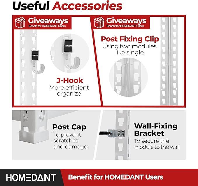 HOMEDANT 47.7" W 5 Tier Heavy Duty Garage Shelving Adjustable Metal Rack Storage Shelves Standing Shelf Unit Organizers Industrial Warehouse Basement Black 1Pack