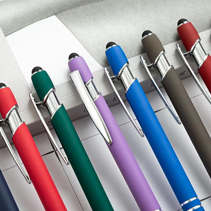 HEYZARDA Personalized Pens with Name Text Logo Custom Ballpoint Pen for Business Office Events with Stylus for Touchscreen 20 Pcs Rose