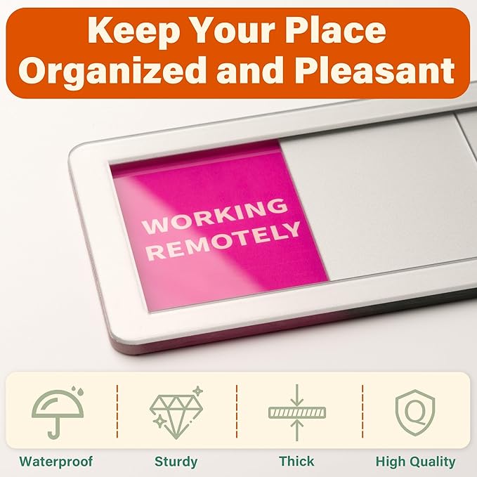 2PK Office Door Signs 6 Options Do Not Disturb, Please Knock, In A Meeting, Out Of Office, Working Remotely Back Soon Privacy Slider Sign for Meeting & Conference Room