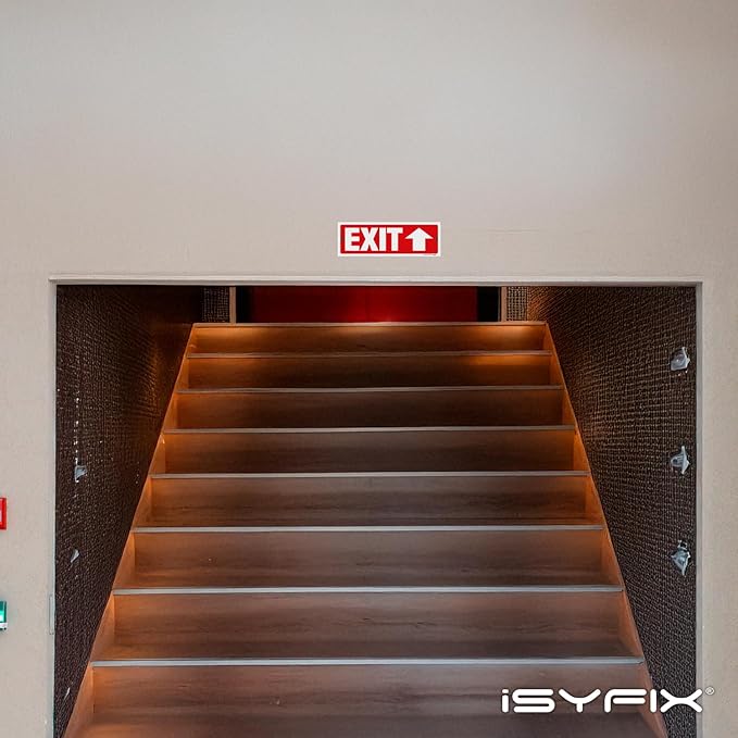 iSYFIX Exit Signs - 6 Pack 12x4 Inch Directional Up Arrow Signs, 40 mil Polystyrene Plastic, UV Laminated, Scratch & Fade Resistant, Waterproof - Ideal for Office, Theater, School, Business
