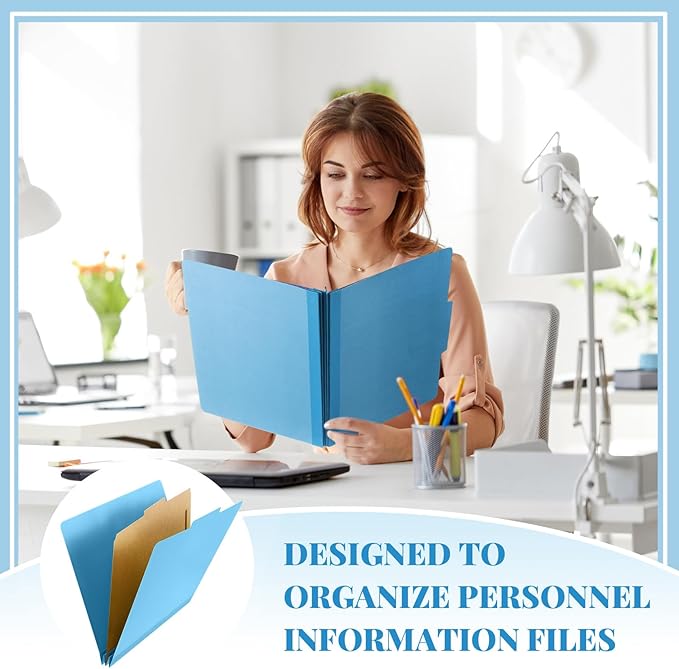 Skyygemm 36 Pcs Classification Folders Letter Size, 1 Divider Pressboard File Folder with Fasteners, Expanding File Organizer Bulk for School Teachers, Office Employee, Coworker, Staff (Blue)