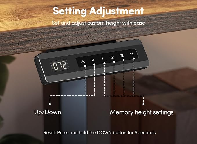 FEZIBO 55''x 24'' Height Adjustable Electric Standing Desk with Double Drawer, Home Office Computer Desk with 4 Height-Adjustable Feets & 2 Hooks, Rustic Brown