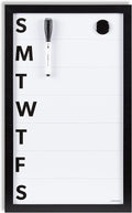 U Brands Framed Magnetic Weekly Calendar Dry Erase White Board, Office Supplies, Black Frame, with Marker, Magnet, 11” x 18”