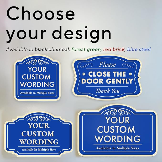 Custom Decorative Outdoor Metal Sign, Personalized Aluminum Driveway Waterproof Sign Made in USA, Design 2 Blue Steel 36x24 In