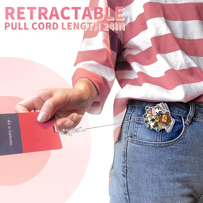 Aoryalps Meow Meow Retractable Badge Reel Holder Retractable with ID Clip for Nurse Nursing Name Tag Card Nursing Student Teacher Doctor Medical Assistant Work Office Clip-Gifts for Nurse