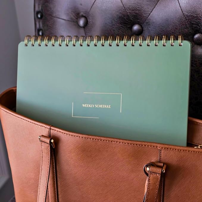 Merely Home | Durable & Sleek | Undated Daily and Weekly Planner | 8.25" x 11.75" | To Do List Notebook for Work | Simple Design | Multiple Layouts | Planner and Notebook in One (Rust, Daily Planner - Landscape)