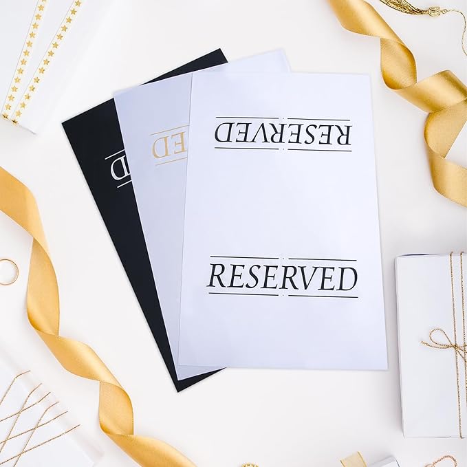 12 Pcs Reserved Seating Signs Reserved Chair Sign Printed Placeholder for Church Pew, Wedding, Party Events (White, 12 Pcs)
