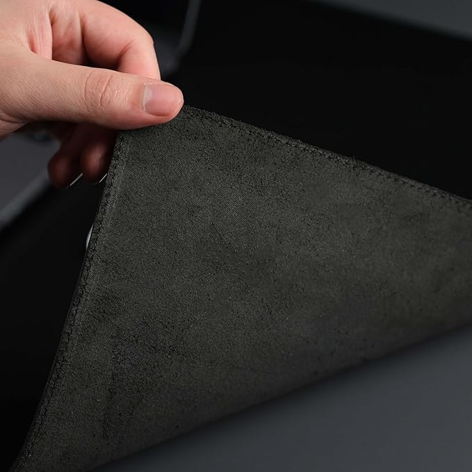 TORONATA Jersey Genuine Calfskin Leather Desk Pad, Office Desk Mat with Non-Slip Bottom, Smooth Surface for Mouse & Keyboard, Desk Protector (14.6x31.5 inches) (Black)