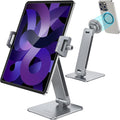 AboveTEK 2-in-1 Phone & iPad Stand, Magnetic iPad Stand with Clamp, Aluminum Tablet Holder for Desk, 360 Rotation, Suction Base, Professional for Office, Fit for Phones & 9.7–13" Tablets, Gift for Him