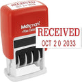 MaxMark Self-Inking Rubber Date Office Stamp with Received Phrase & Date - RED Ink (Max Dater II), 12-Year Band
