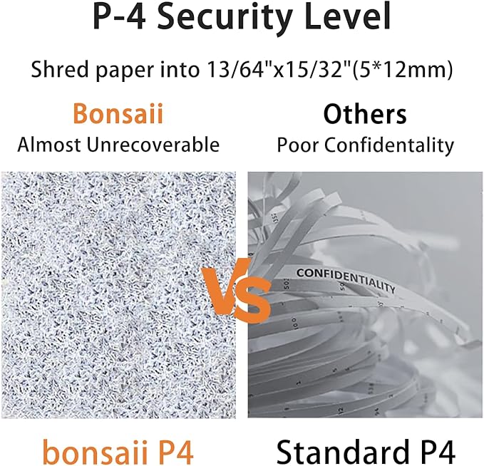 Bonsaii 12-Sheet P-4 Micro-Cut Shredder, 55-Min Continuous Use, Shreds Paper, Credit Cards & CDs, 4-Gal Transparent Bin, Mobile Casters – Black